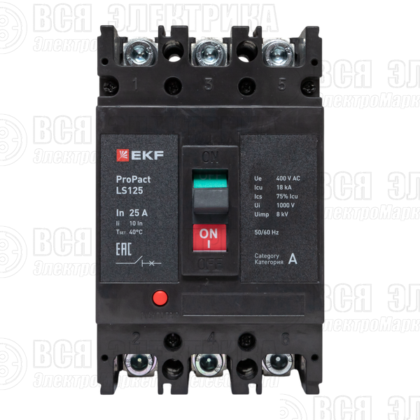 Выключатель автоматический 3п 25А 18кА LS125 ProPact EKF mccb-125-18-3-25-ls