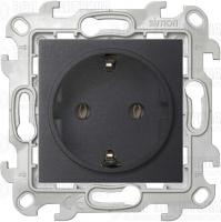 Розетка 1-м СП Simon 24 16А IP20 2P+E Schuko без защ. шторок механизм графит Simon 2450434-038