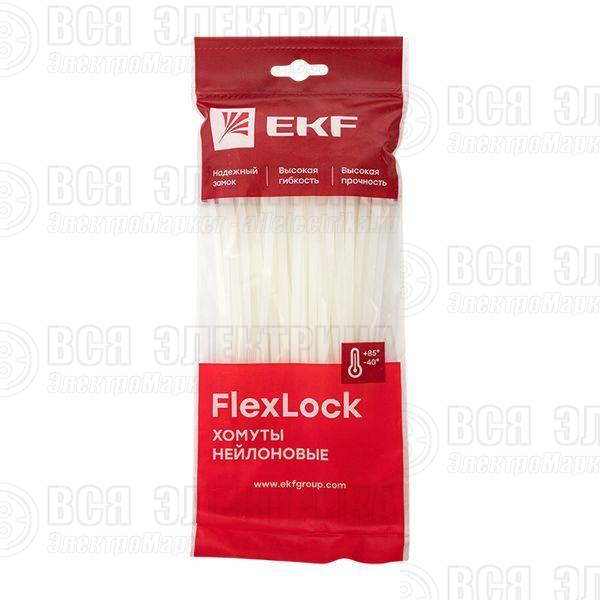 Хомут P6.6 4.6х160 FlexLock стандартный бел. (уп.100шт) PROxima EKF plc-fl-ctsw-4.6x160