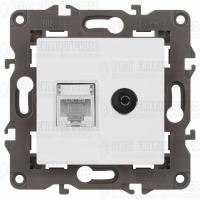 Розетка компьютерная + телевизионная 2-м Elegance 14-3110-01 RJ45 + TV IP20 механизм бел. Эра Б0034314