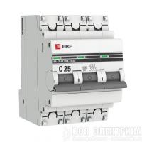 Выключатель автоматический модульный 3п C 25А 6кА ВА 47-63 PROxima EKF mcb4763-6-3-25C-pro