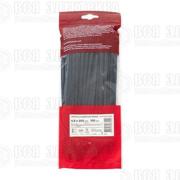 Хомут P6.6 4.8х200 FlexLock стандартный черн. (уп.100шт) PROxima EKF plc-fl-ctsb-4.8x200