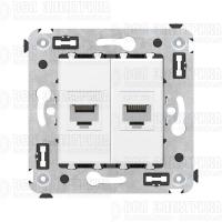 Розетка компьютерная 2-м СП Avanti "Белое облако" RJ45 кат.5E без шторок механизм DKC 4400664