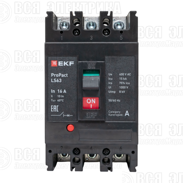 Выключатель автоматический 3п 16А 15кА LS63 ProPact EKF mccb-63-15-3-16-ls