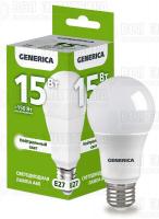 Лампа светодиодная A60 15Вт грушевидная 4000К E27 230В GENERICA LL-A60-15-230-40-E27-G