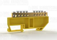 Шина PE "земля" на DIN-изоляторе 6х9мм 10 отвер. латунь TOKOV ELECTRIC TKE-BCB-69-10-DIN/PE