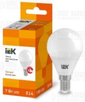 Лампа светодиодная Eco G45 7Вт шар 3000К тепл. бел. E14 630лм 230-240В IEK LLE-G45-7-230-30-E14