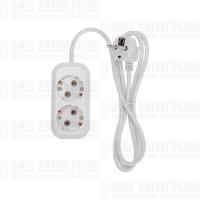 Удлинитель 2 гнезда 1.5м 3х0.75кв.мм с/з бел. PROCONNECT 13-4202