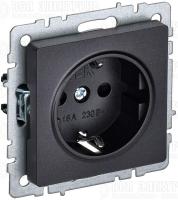 Розетка BRITE РС14-1-0-БрЧ 16А с заземл. защ. шторки механизм черн. IEK BR-R14-16-K02