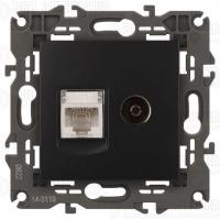 Розетка компьютерная + телевизионная 2-м Elegance 14-3110-05 RJ45 + TV IP20 механизм антрацит Эра Б0034318