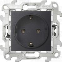 Розетка 1-м СП Simon 24 16А IP20 2P+E Push&Go без защ. шторок механизм графит Simon 2420434-038
