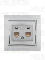 Розетка компьютерная 2-м СП Mira RJ45 сер. метал. LEZARD 701-1010-141