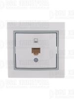 Розетка компьютерная 1-м СП Mira RJ45 бел./сер. LEZARD 701-0215-139