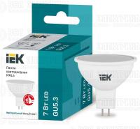 Лампа светодиодная Eco 7Вт MR16 софит 4000К нейтр. бел. GU5.3 630лм 230-240В IEK LLE-MR16-7-230-40-GU5