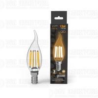 Лампа светодиодная филаментная Black Filament 13Вт свеча на ветру 2700К тепл. бел. E14 1100лм GAUSS 104801113