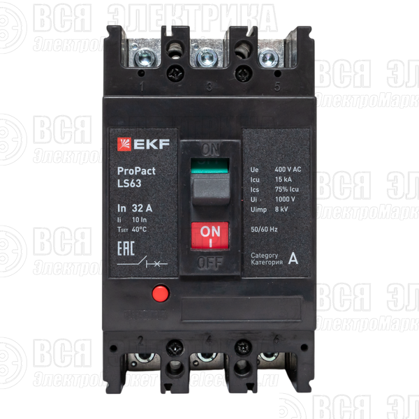 Выключатель автоматический 3п 32А 15кА LS63 ProPact EKF mccb-63-15-3-32-ls