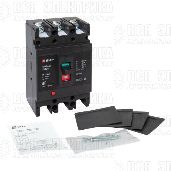 Выключатель автоматический 3п 16А 18кА LS125 ProPact EKF mccb-125-18-3-16-ls