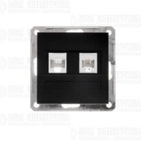 Розетка компьютерная + телефонная 2-м СП W59 RJ45 + RJ11 кат.5E 1А механизм черн. бархат SE RSI-251TK5E-6-86