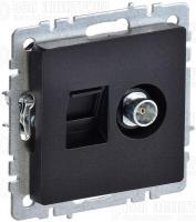 Розетка компьютерная + телевизионная 2-м Brite РТВ/РК12-БрЧ RJ45 кат.5E + TV механизм черн. IEK BR-AK20-1-K02
