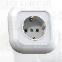 Розетка 1-м СП Валентина РС16-635 16А IP20 с заземл. бел. Кунцево 7653
