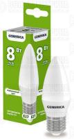 Лампа светодиодная C35 8Вт свеча 4000К E27 230В GENERICA LL-C35-08-230-40-E27-G