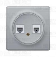 Розетка компьютерная + телефонная 2-м СП Florence RJ45 + RJ11 кат.5E механизм сер. (1E20801302) OneKeyElectro 2172840