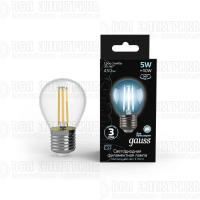 Лампа светодиодная филаментная Black Filament 5Вт P45 шар 4100К нейтр. бел. E27 450лм GAUSS 105802205