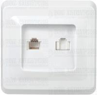 Розетка компьютерная + телефонная 2-м СП Вега РК/Т12-ВБ RJ45 + RJ11 бел. IEK EIV20-K01-DM