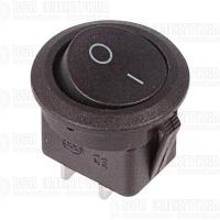 Выключатель клавишный 250В 6А (2с) ON-OFF круглый черн. (RWB-212; SC-214; MRS-102-8) Rexant 36-2550