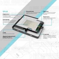 Прожектор светодиодный Qplus 30Вт 6500К IP65 3600лм 175-265В ДО черн. GAUSS 613511330