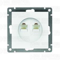 Розетка компьютерная 2-м СП Афина RJ45 кат.5E механизм бел. Universal A1086