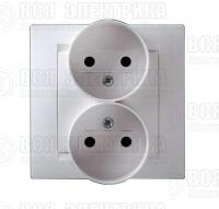 Розетка 2-м СП Simon15 16А IP20 250В без заземл. винт. клеммы бел. Simon 1590457-030
