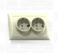 Розетка 2-м СП Селена РС16-372 16А IP20 с заземл. сл. кость Кунцево 8148