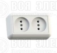 Розетка 2-м ОП Оптима РА10-373 10А IP20 без заземл. с монтаж. пластиной бел. Кунцево 8009