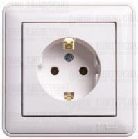 Розетка 1-м СП W59 16А IP20 с заземл. без защ. шторок бел. SE RS16-154-18