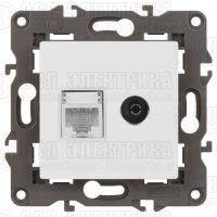Розетка компьютерная + телевизионная Elegance 14-3110-01М RJ45+TV матов. бел. Эра Б0065767