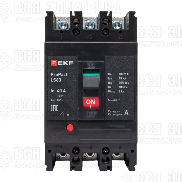 Выключатель автоматический 3п 40А 15кА LS63 ProPact EKF mccb-63-15-3-40-ls