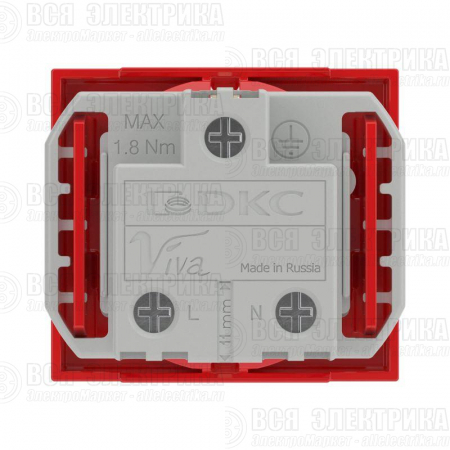 Розетка 1-м 2мод. Viva 16А IP20 2P+E с заземл. защ. шторки красн. DKC 45015