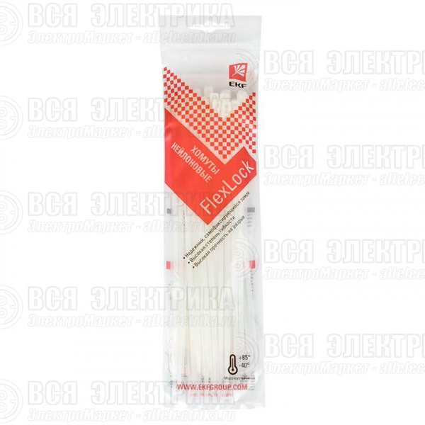 Хомут P6.6 3.6х200 FlexLock стандартный бел. (уп.100шт) PROxima EKF plc-fl-ctsw-3.6x200