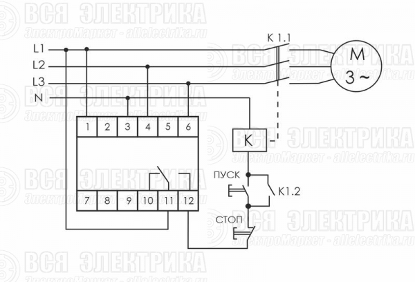 Реле контроля фаз CZF-310 (1 модуль; монтаж на DIN-рейке; 3х400/230+N 8А 1NO/NC IP20) F&F EA04.001.005