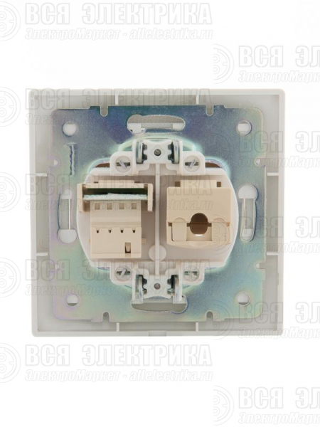 Розетка компьютерная + телефонная 2-м СП Mira RJ45 + RJ11 бел./бел. LEZARD 701-0202-143