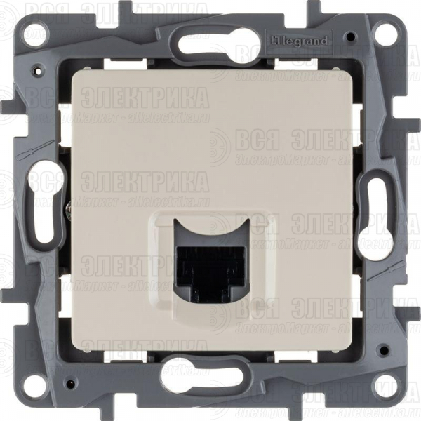 Розетка компьютерная 1-м СП Etika RJ45 кат.5E UTP механизм сл. кость Leg 672341