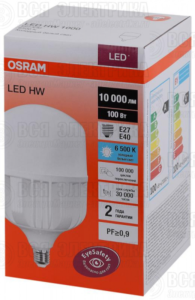 Лампа светодиодная высокомощная LED HW 100Вт T матовая 6500К холод. бел. E27 10000лм 140-265В с адаптером E40 угол пучка 200град. PF>/=09 (замена 1000Вт) OSRAM 4058075577015