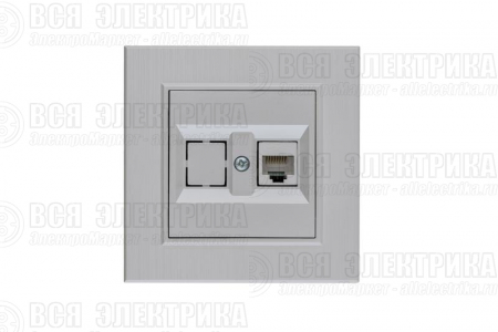Розетка компьютерная CAT 5+гнездо Karea LINE STAR жемчуж. Makel 86100035
