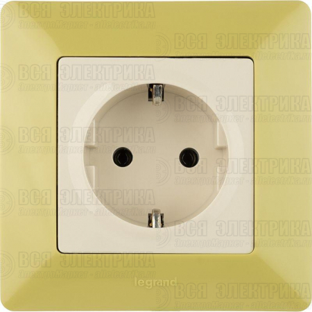 Розетка 1-м СП Valena Life 16А IP2X 250В 2P+E безвинт. клеммы с лицев. панелью механизм сл. кость Leg 753521