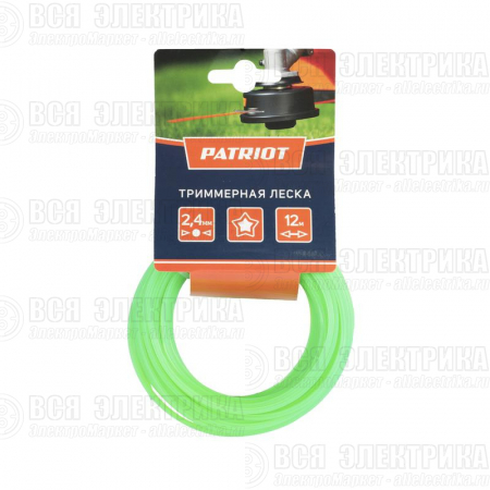 Леска D2.4мм L12м 240-12-3 картонный подвес звезда зел. PATRIOT 805205122