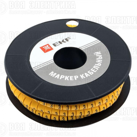 Маркер каб. 1.5кв.мм "3" (к-1000ед) (ЕС-0) EKF plc-KM-1.5-3
