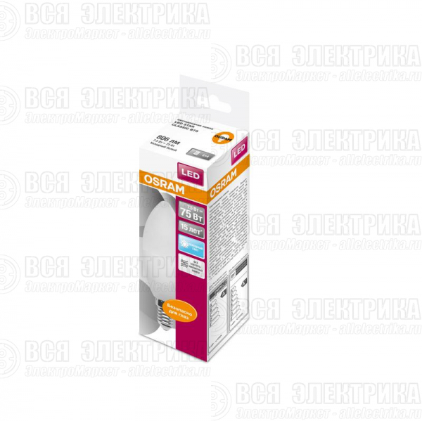 Лампа светодиодная LED Star Classic B 75 7.5W/840 7.5Вт свеча матовая 4000К нейтр. бел. E14 806лм 220-240В пластик. OSRAM 4058075210714
