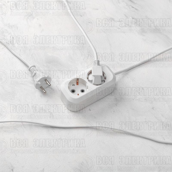 Удлинитель 2 гнезда 5м 3х0.75кв.мм с/з бел. PROCONNECT 13-4204