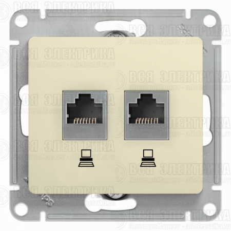 Розетка компьютерная 2-м Glossa RJ45 кат.5E механизм беж. SE GSL000285KK